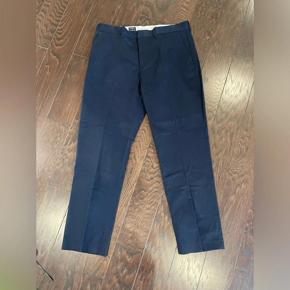 J. CREW Flex Bedford Chino Blue Pants Size 36x32 Flat Front NEW